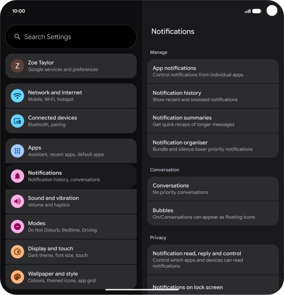 Press App notifications.