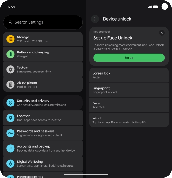 Press Screen lock and key in the additional phone lock code you created earlier.