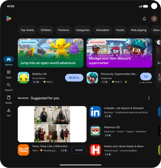 Press the profile icon.