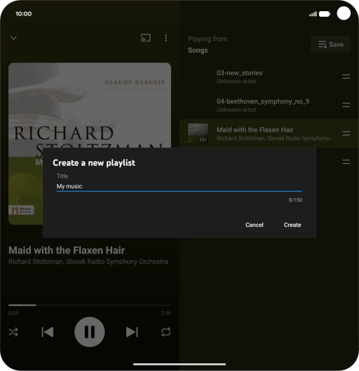 Key in a name for the playlist and press Create.