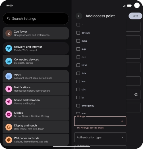 Press mms to turn on the setting.