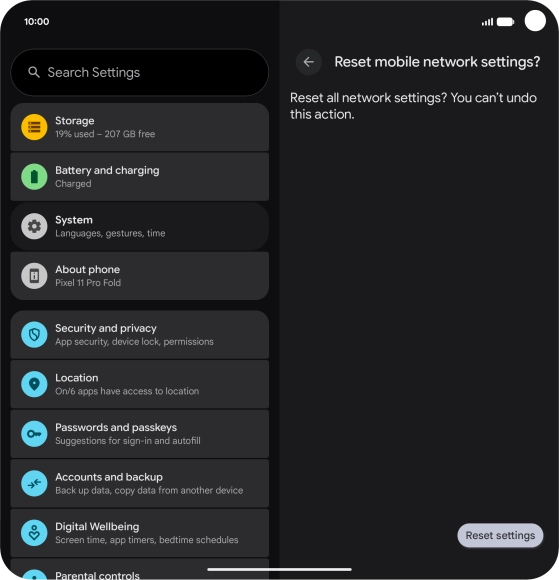 Press Reset settings.