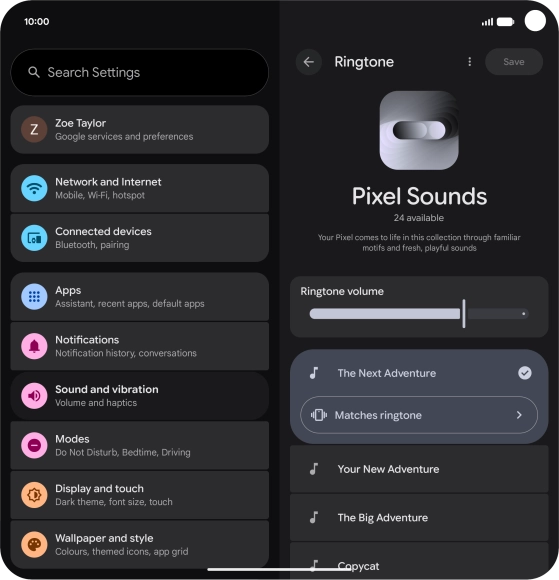 Press the required ring tones to hear them.