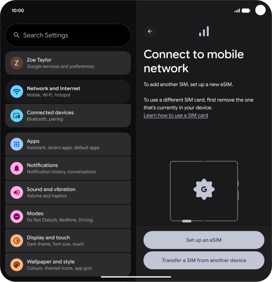 Press Set up an eSIM.