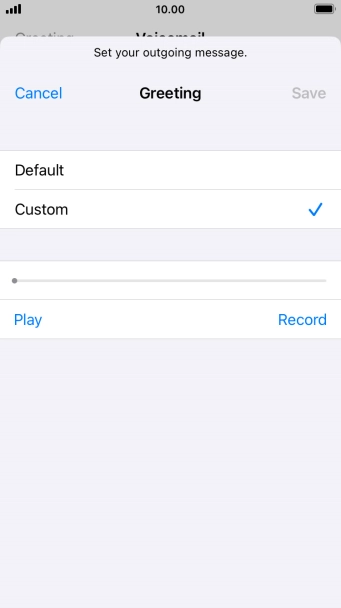 Press Record to start recording a personal greeting.