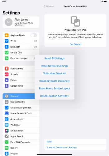Press Reset All Settings.