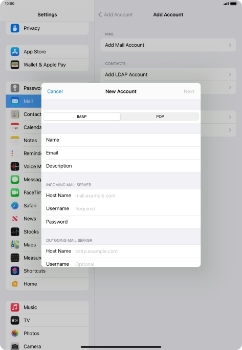 Press IMAP.