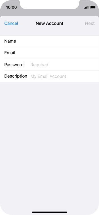 Press Password and key in the password for your email account.