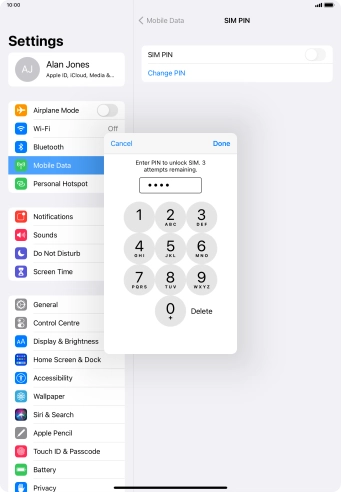 Key in your PIN and press Done. The default PIN is 1111.