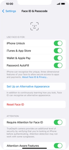 Press the indicators next to the required settings to turn them on or off.