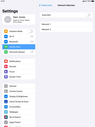If you turn off the function, press the required network.