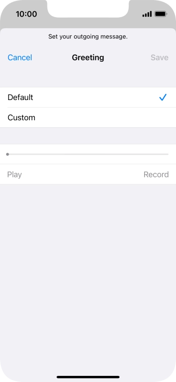 Press Default to select the default greeting.