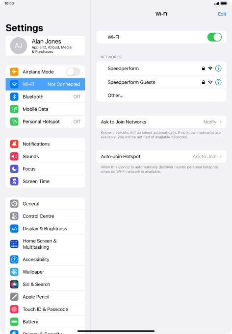 Press the required Wi-Fi network and key in the password for the Wi-Fi network.