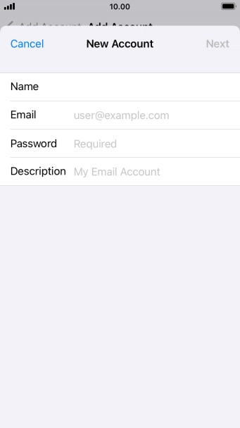 Press Email and key in your email address.