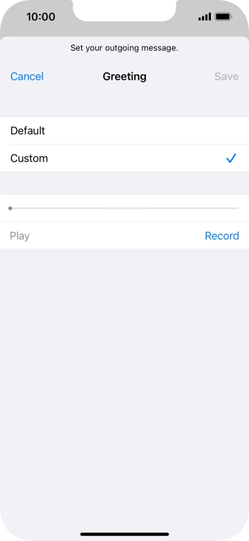 Press Record to start recording a personal greeting.