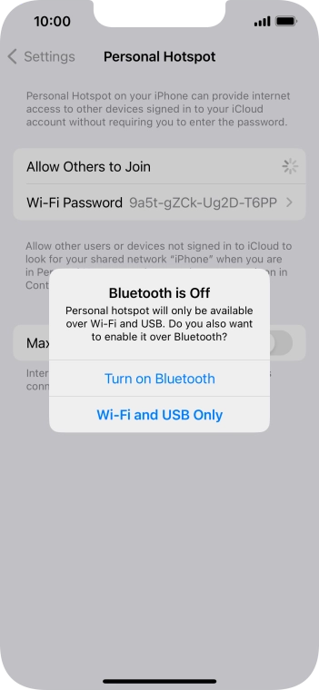 If Wi-Fi is turned on, press Wi-Fi and USB Only.