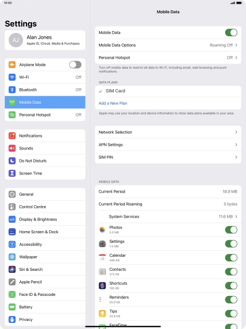The total data usage is displayed next to Current Period.
