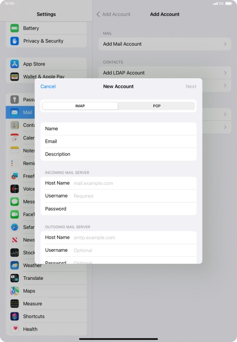 Press IMAP.