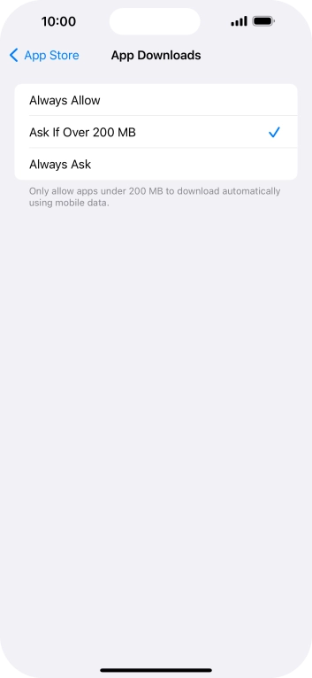 Press the required setting to turn the function on or off.