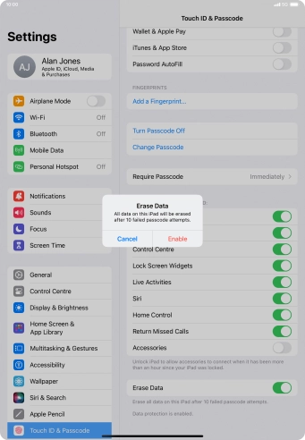 If you turn on the function, press Enable.
