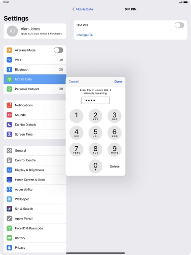 Key in your PIN and press Done. The default PIN is 1111.