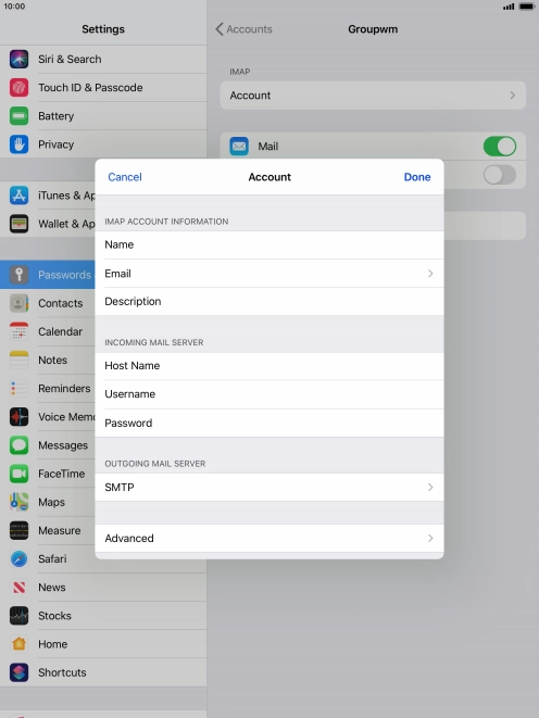 Press SMTP.