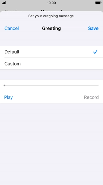 Press Default to select the default greeting.