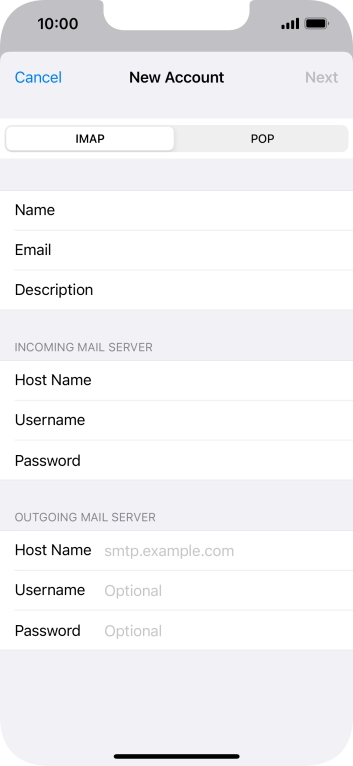 Press Host Name and key in the name of your email provider's outgoing server.