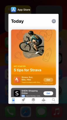 Slide upwards on the required application to end it.