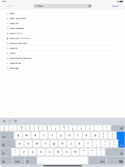 Key in the name or subject of the required app and press enter.