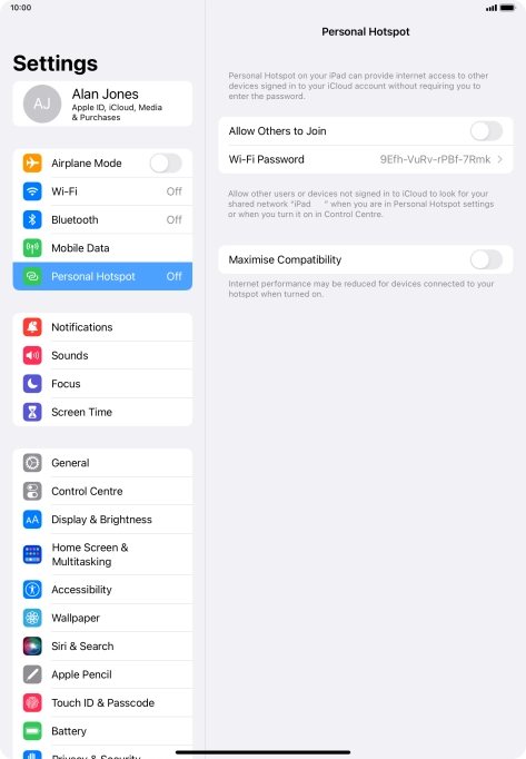 Press Wi-Fi Password and key in the required password.