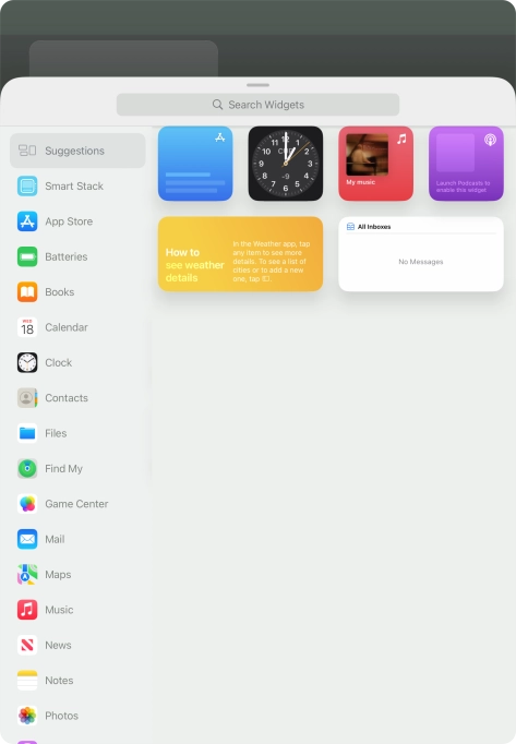 Press the required widget.