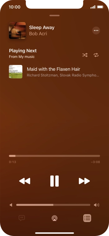 Press the shuffle icon to turn the function on or off.