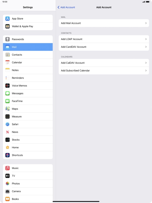 Press Add Mail Account.
