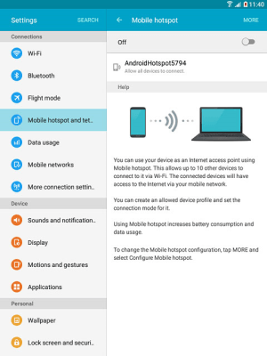 Set up and use your tablet as a Wi-Fi hotspot - Samsung Galaxy Tab A 8.