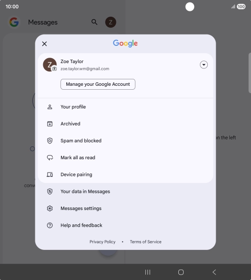 Press Messages settings.