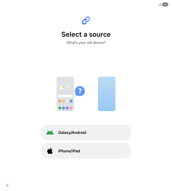 Press the required setting and follow the instructions on the screen to transfer the content from another phone.