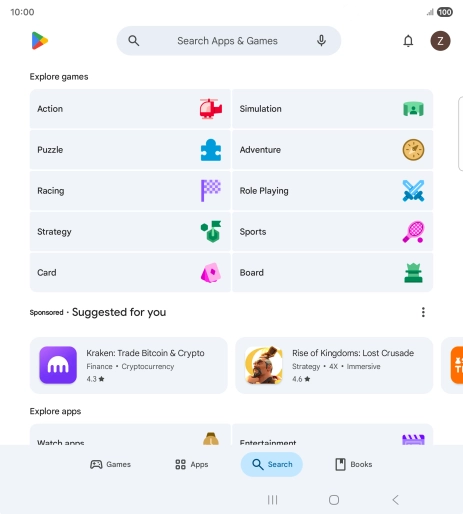 Press the search field.