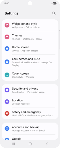 Press Security and privacy.