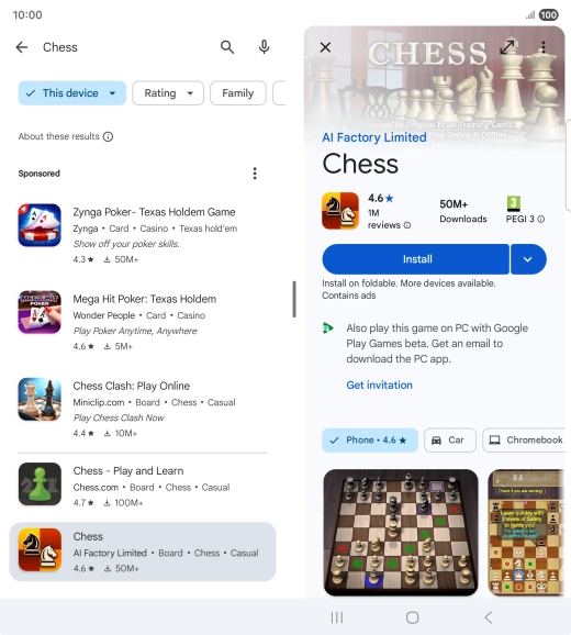 Press Install and follow the instructions on the screen to install the app.
