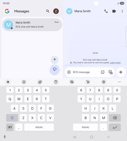 Select an existing conversation or create a new message and press the AI icon.