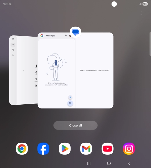 To end one running application, slide your finger upwards on the required application.