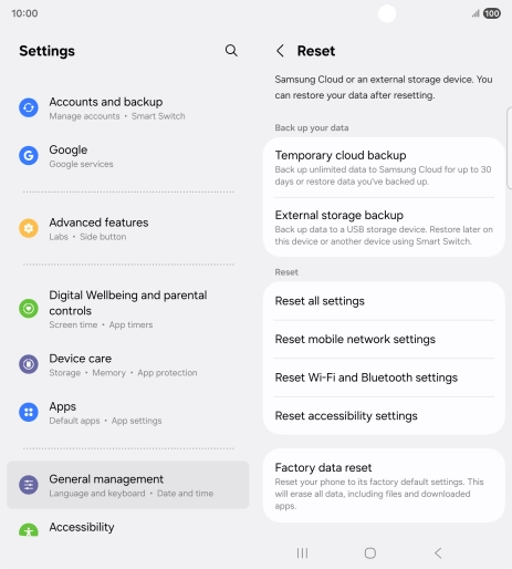 Press Reset mobile network settings.