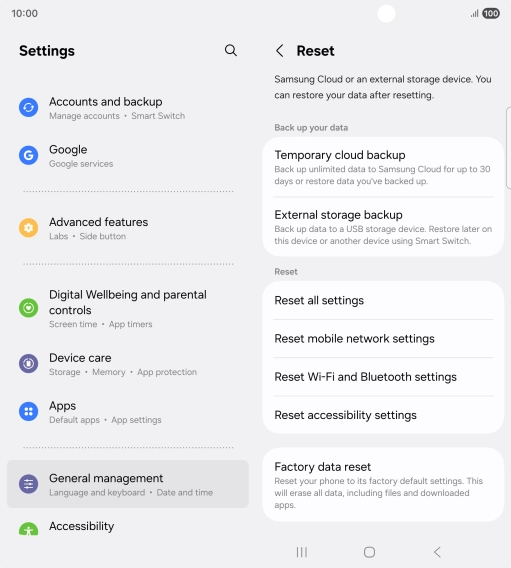 Press Reset mobile network settings.