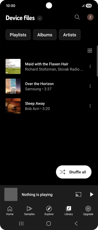 Press the required audio file.