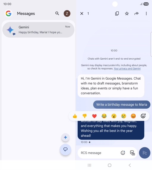 Press and hold the text suggestion from Gemini. Follow the instructions on the screen to use the text suggestion.
