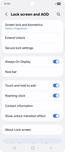 Press Screen lock and biometrics and key in the additional phone lock code you created earlier.