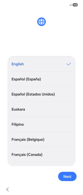 Press the required language.