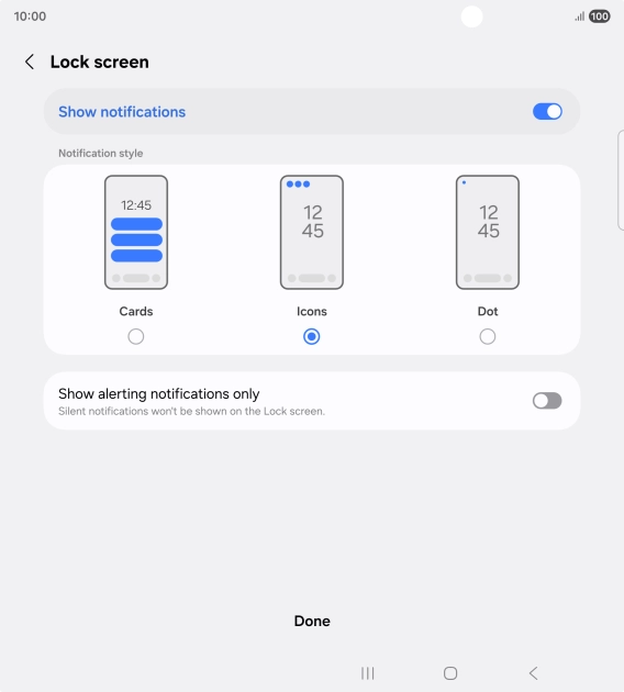 Press the required settings to turn them on or off.