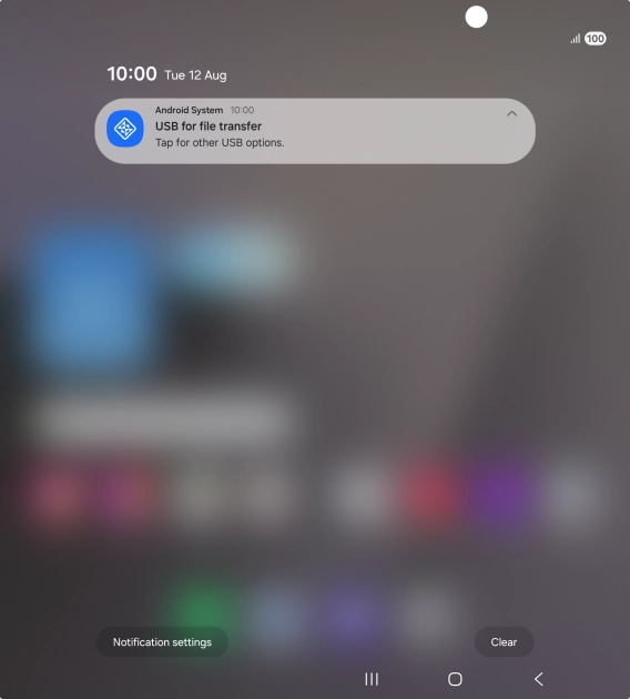 Press Tap for other USB options..